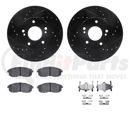 Dynamic Friction Company 8512-67031 Rotors-Drilled & Slotted-Black w/ 5000 Advanced Brake Pads Incl Hdw