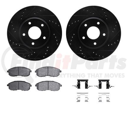 Dynamic Friction Company 8512-67058 Rotors-Drilled & Slotted-Black w/ 5000 Advanced Brake Pads Incl Hdw