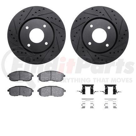 Dynamic Friction Company 8512-67065 Rotors-Drilled & Slotted-Black w/ 5000 Advanced Brake Pads Incl Hdw