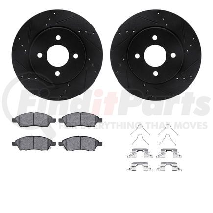 Dynamic Friction Company 8512-67075 Rotors-Drilled & Slotted-Black w/ 5000 Advanced Brake Pads Incl Hdw