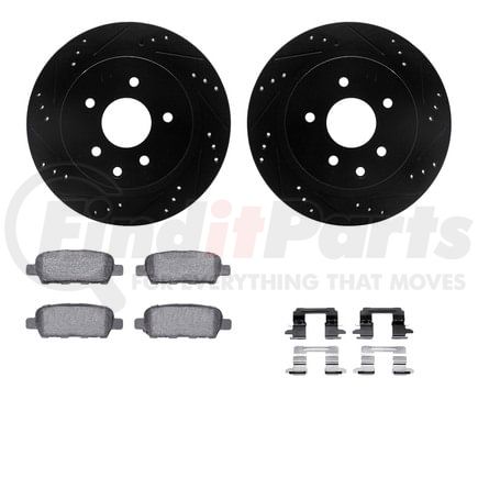Dynamic Friction Company 8512-67101 Brake Rotor - Dimpled & Slotted - Black w/5000 Brake Pads & HW Kit