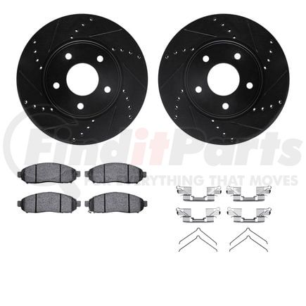 Dynamic Friction Company 8512-67115 Rotors-Drilled & Slotted-Black w/ 5000 Advanced Brake Pads Incl Hdw