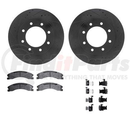Dynamic Friction Company 8512-67114 Rotors-Drilled & Slotted-Black w/ 5000 Advanced Brake Pads Incl Hdw