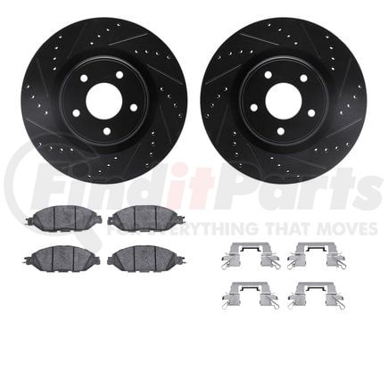 Dynamic Friction Company 8512-67125 Brake Rotor - Dimpled & Slotted - Black w/5000 Brake Pads & HW Kit