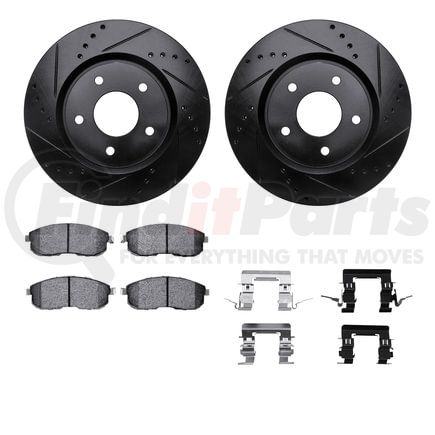 Dynamic Friction Company 8512-67388 Rotors-Drilled & Slotted-Black w/ 5000 Advanced Brake Pads Incl Hdw