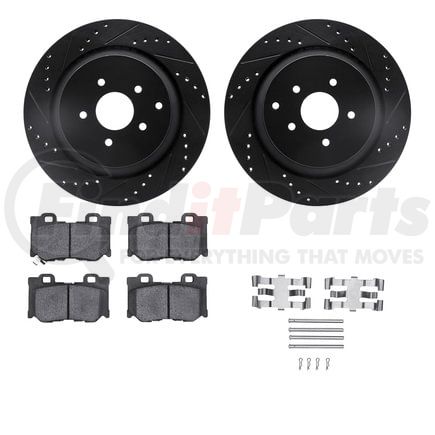 Dynamic Friction Company 8512-68017 Brake Rotor - Dimpled & Slotted - Black w/5000 Brake Pads & HW Kit
