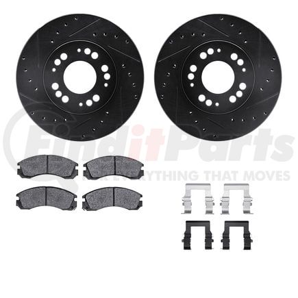 Dynamic Friction Company 8512-72022 Rotors-Drilled & Slotted-Black w/ 5000 Advanced Brake Pads Incl Hdw