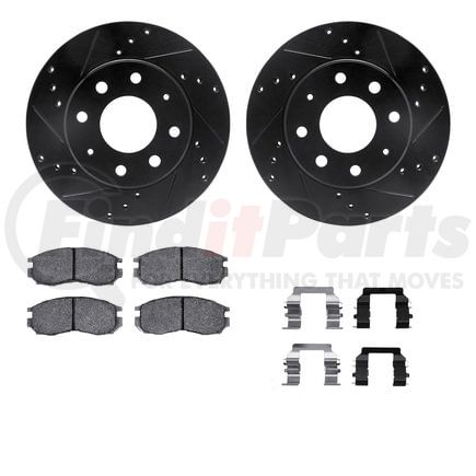 Dynamic Friction Company 8512-72034 Rotors-Drilled & Slotted-Black w/ 5000 Advanced Brake Pads Incl Hdw