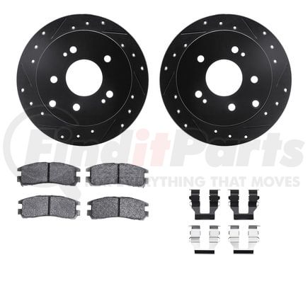 Dynamic Friction Company 8512-72064 Rotors-Drilled & Slotted-Black w/ 5000 Advanced Brake Pads Incl Hdw