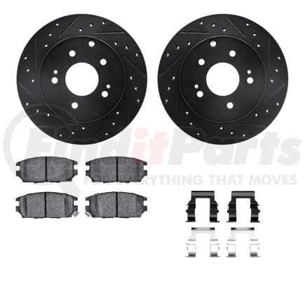 Dynamic Friction Company 8512-72066 Rotors-Drilled & Slotted-Black w/ 5000 Advanced Brake Pads Incl Hdw