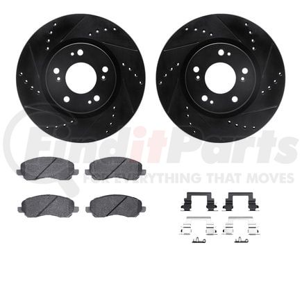 Dynamic Friction Company 8512-72063 Rotors-Drilled & Slotted-Black w/ 5000 Advanced Brake Pads Incl Hdw