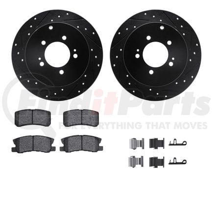 Dynamic Friction Company 8512-72075 Brake Rotor - Dimpled & Slotted - Black w/5000 Brake Pads & HW Kit