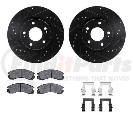 Dynamic Friction Company 8512-72076 Rotors-Drilled & Slotted-Black w/ 5000 Advanced Brake Pads Incl Hdw