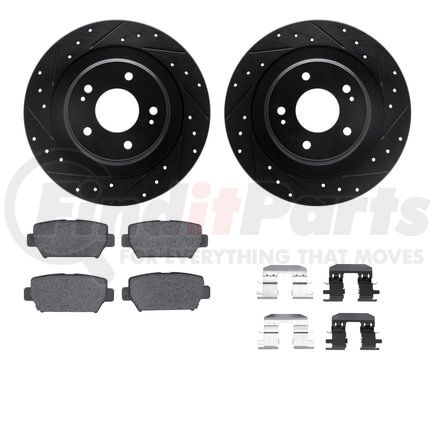 Dynamic Friction Company 8512-72082 Rotors-Drilled & Slotted-Black w/ 5000 Advanced Brake Pads Incl Hdw