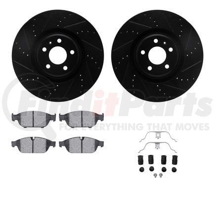 Dynamic Friction Company 8512-73082 Rotors-Drilled & Slotted-Black w/ 5000 Advanced Brake Pads Incl Hdw