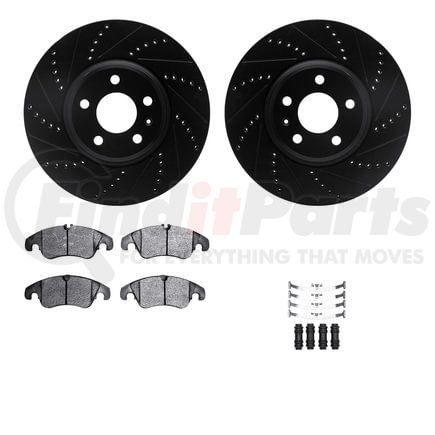 Dynamic Friction Company 8512-73326 Rotors-Drilled & Slotted-Black w/ 5000 Advanced Brake Pads Incl Hdw