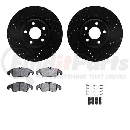 Dynamic Friction Company 8512-73374 Rotors-Drilled & Slotted-Black w/ 5000 Advanced Brake Pads Incl Hdw