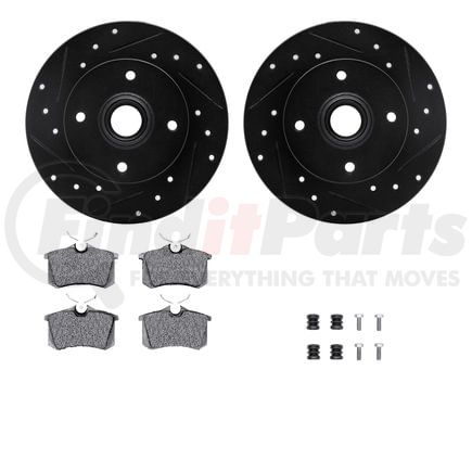 Dynamic Friction Company 8512-74007 Rotors-Drilled & Slotted-Black w/ 5000 Advanced Brake Pads Incl Hdw