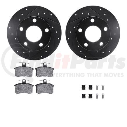Dynamic Friction Company 8512-74016 Rotors-Drilled & Slotted-Black w/ 5000 Advanced Brake Pads Incl Hdw