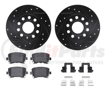 Dynamic Friction Company 8512-74053 Rotors-Drilled & Slotted-Black w/ 5000 Advanced Brake Pads Incl Hdw