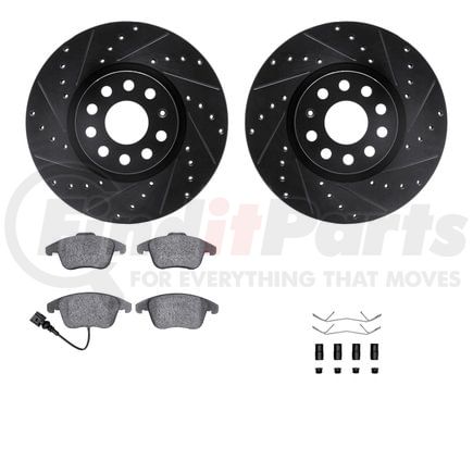 Dynamic Friction Company 8512-74112 Rotors-Drilled & Slotted-Black w/ 5000 Advanced Brake Pads Incl Hdw