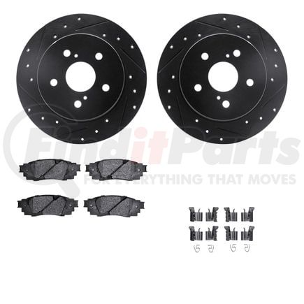Dynamic Friction Company 8512-75035 Brake Rotor - Dimpled & Slotted - Black w/5000 Brake Pads & HW Kit