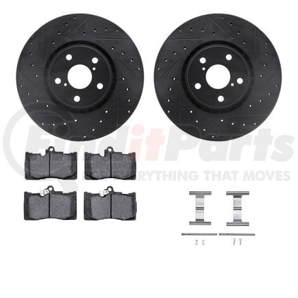 Dynamic Friction Company 8512-75119 Rotors-Drilled & Slotted-Black w/ 5000 Advanced Brake Pads Incl Hdw