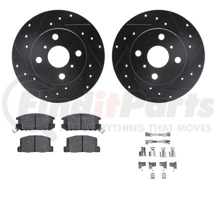 Dynamic Friction Company 8512-76026 Rotors-Drilled & Slotted-Black w/ 5000 Advanced Brake Pads Incl Hdw