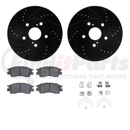 Dynamic Friction Company 8512-76052 Rotors-Drilled & Slotted-Black w/ 5000 Advanced Brake Pads Incl Hdw