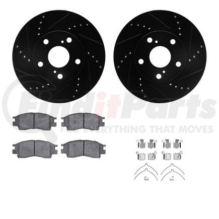 Dynamic Friction Company 8512-76051 Rotors-Drilled & Slotted-Black w/ 5000 Advanced Brake Pads Incl Hdw