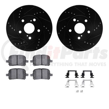 Dynamic Friction Company 8512-76053 Rotors-Drilled & Slotted-Black w/ 5000 Advanced Brake Pads Incl Hdw