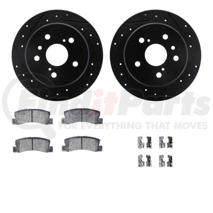 Dynamic Friction Company 8512-76056 Rotors-Drilled & Slotted-Black w/ 5000 Advanced Brake Pads Incl Hdw