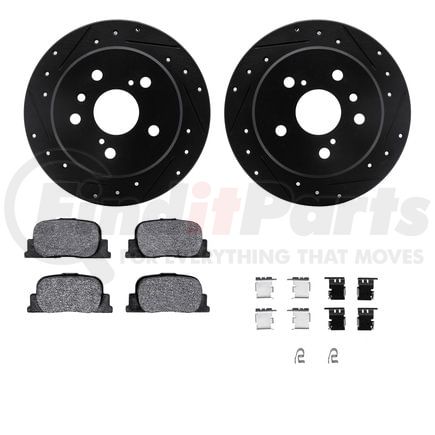 Dynamic Friction Company 8512-76059 Rotors-Drilled & Slotted-Black w/ 5000 Advanced Brake Pads Incl Hdw