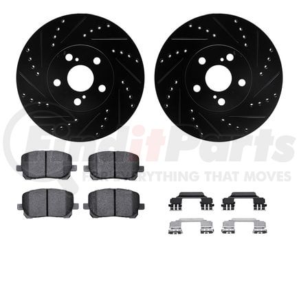 Dynamic Friction Company 8512-76083 Rotors-Drilled & Slotted-Black w/ 5000 Advanced Brake Pads Incl Hdw