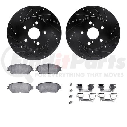Dynamic Friction Company 8512-76107 Rotors-Drilled & Slotted-Black w/ 5000 Advanced Brake Pads Incl Hdw