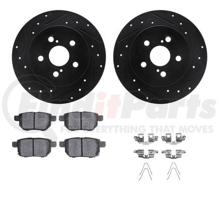 Dynamic Friction Company 8512-76155 Rotors-Drilled & Slotted-Black w/ 5000 Advanced Brake Pads Incl Hdw
