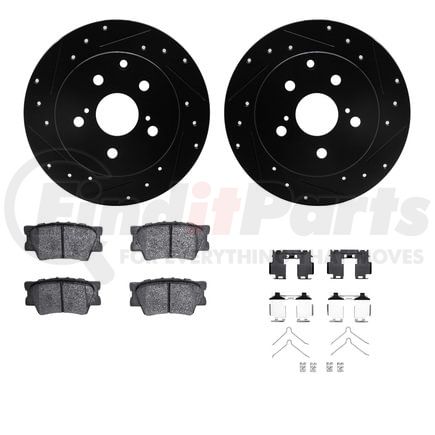 Dynamic Friction Company 8512-76177 Brake Rotor - Dimpled & Slotted - Black w/5000 Brake Pads & HW Kit