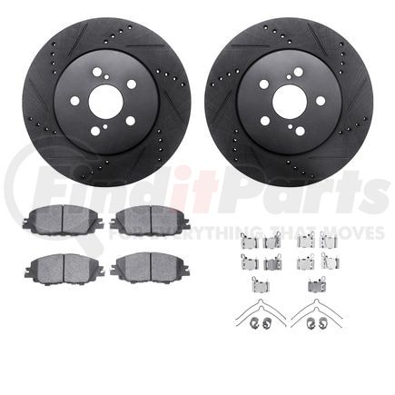 Dynamic Friction Company 8512-76196 Rotors-Drilled & Slotted-Black w/ 5000 Advanced Brake Pads Incl Hdw