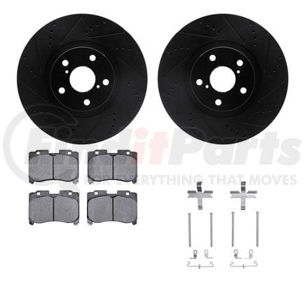 Dynamic Friction Company 8512-76380 Rotors-Drilled & Slotted-Black w/ 5000 Advanced Brake Pads Incl Hdw