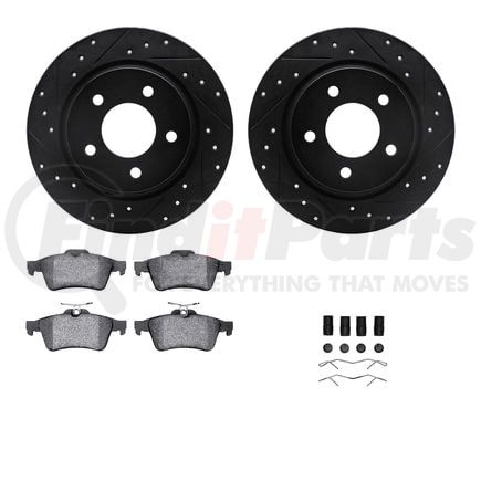 Dynamic Friction Company 8512-80033 Rotors-Drilled & Slotted-Black w/ 5000 Advanced Brake Pads Incl Hdw