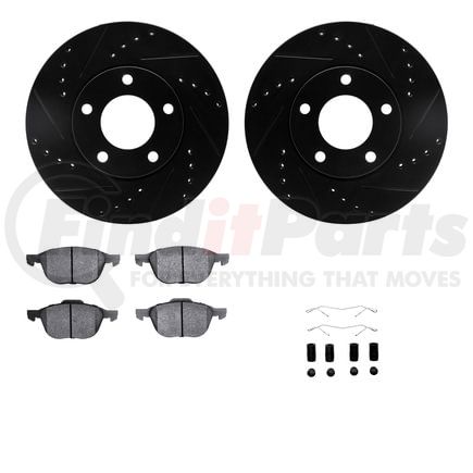 Dynamic Friction Company 8512-80035 Rotors-Drilled & Slotted-Black w/ 5000 Advanced Brake Pads Incl Hdw
