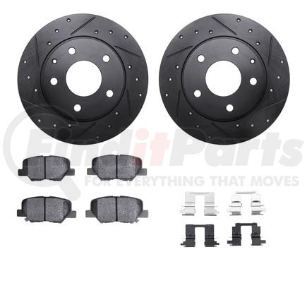 Dynamic Friction Company 8512-80043 Rotors-Drilled & Slotted-Black w/ 5000 Advanced Brake Pads Incl Hdw