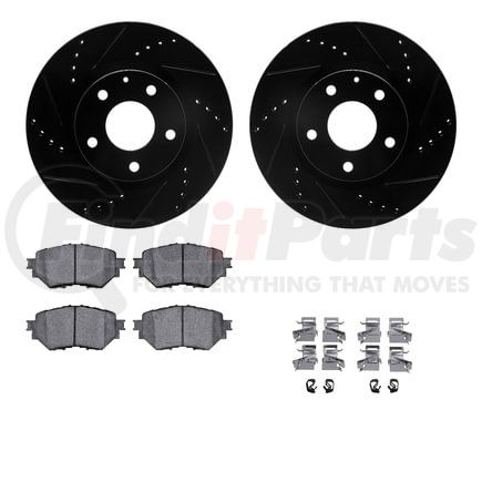 Dynamic Friction Company 8512-80047 Rotors-Drilled & Slotted-Black w/ 5000 Advanced Brake Pads Incl Hdw