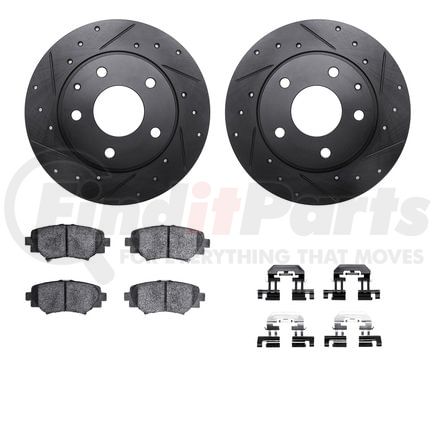 Dynamic Friction Company 8512-80044 Rotors-Drilled & Slotted-Black w/ 5000 Advanced Brake Pads Incl Hdw