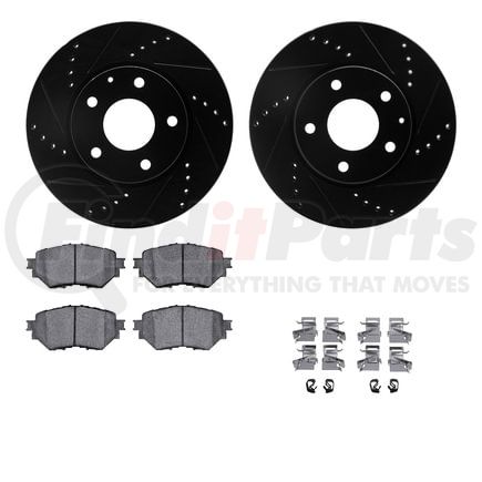 Dynamic Friction Company 8512-80048 Rotors-Drilled & Slotted-Black w/ 5000 Advanced Brake Pads Incl Hdw