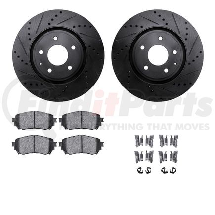 Dynamic Friction Company 8512-80083 Rotors-Drilled & Slotted-Black w/ 5000 Advanced Brake Pads Incl Hdw