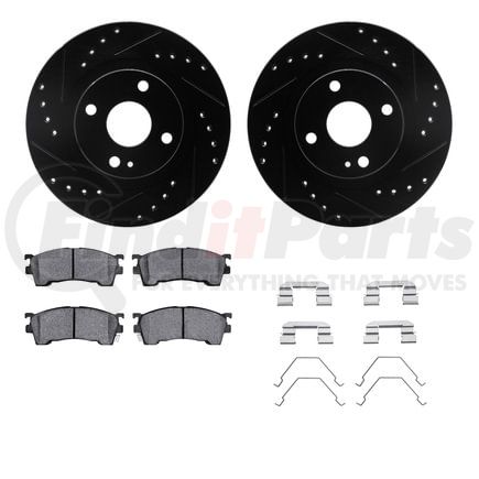 Dynamic Friction Company 8512-80163 Rotors-Drilled & Slotted-Black w/ 5000 Advanced Brake Pads Incl Hdw