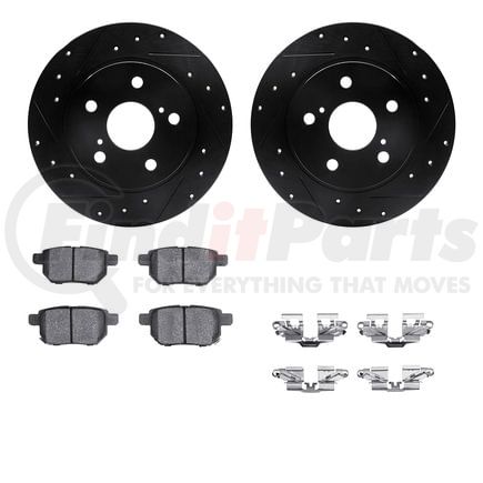 Dynamic Friction Company 8512-91000 Rotors-Drilled & Slotted-Black w/ 5000 Advanced Brake Pads Incl Hdw