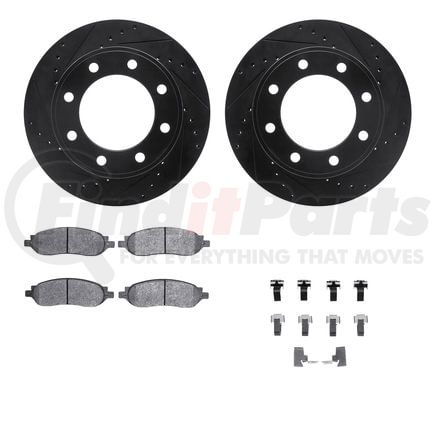 Dynamic Friction Company 8512-99583 Rotors-Drilled & Slotted-Black w/ 5000 Advanced Brake Pads Incl Hdw