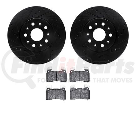 Dynamic Friction Company 8602-46020 Rotors-Drilled and Slotted-Black with 5000 Euro Ceramic Brake Pads